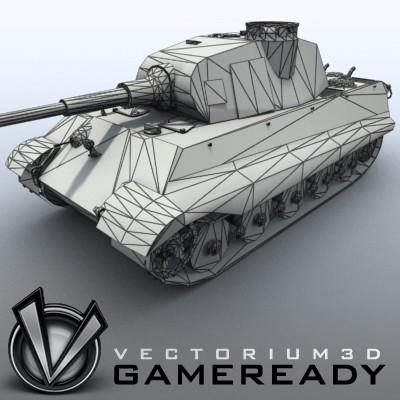 3D Model of Game Ready Low Poly King Tiger model - 3D Render 4